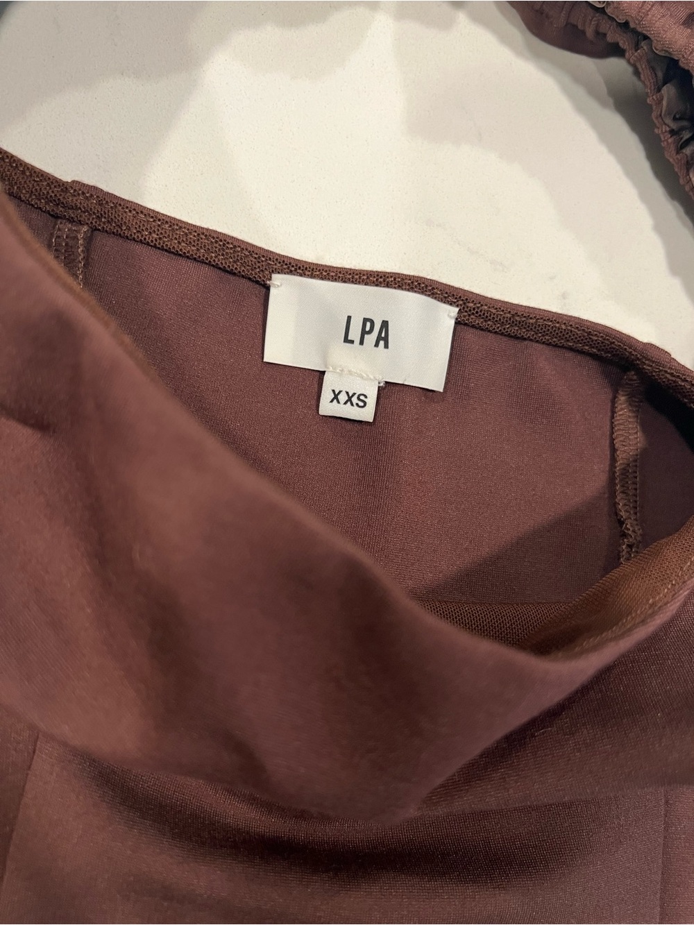 LPA Off-Shoulder Puff Sleeve Top in Burgundy - Picture 3 of 6